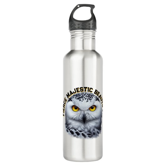 Snowy Owl Fierce Majestic Beautiful Edelstahlflasche (Vorderseite)