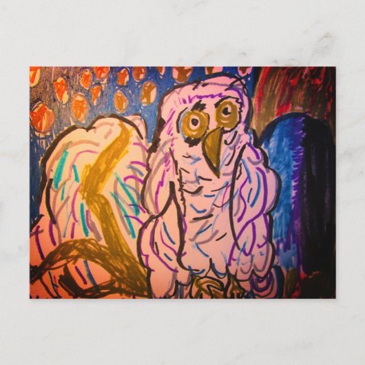 Snowy Owl Forest Tasse Teapot Postkarte (Vorderseite)