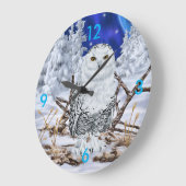 Snowy Owl Große Wanduhr (Winkel)