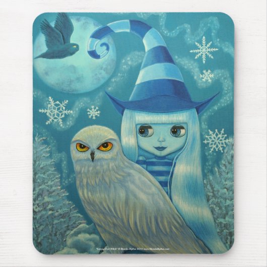 Snowy Owl Hexe Mousepad (Vorne)