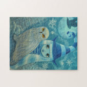 Snowy Owl Hexe Winterschneeflocken Big Eye Doll Puzzle (Horizontal)