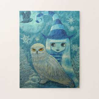Snowy Owl Hexe Winterschneeflocken Big Eye Doll Puzzle