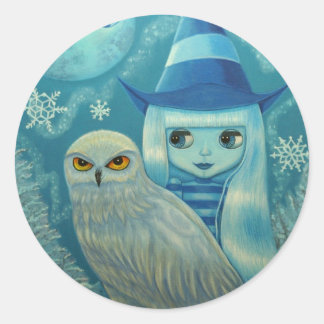 Snowy Owl Hexenhecker Runder Aufkleber