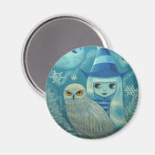 Snowy Owl Hexenmagnet Magnet (Vorderseite/Rückseite)