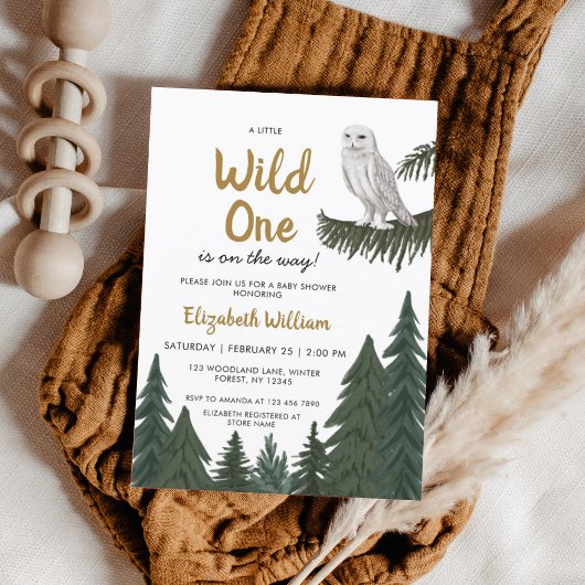 Snowy Owl Illustration Baby Shower Einladung