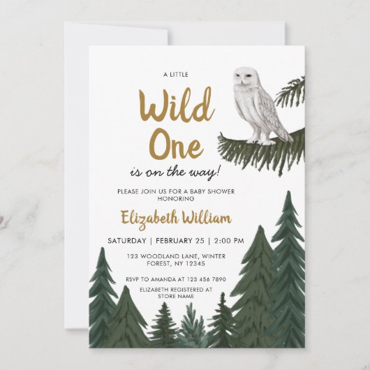 Snowy Owl Illustration Baby Shower Einladung (Vorderseite)