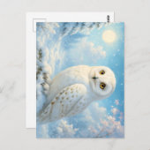 Snowy Owl in a Winter Wonderland Postkarte (Vorne/Hinten)