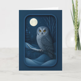 Snowy Owl in Moonlight Card Karte