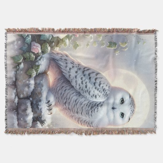Snowy Owl in Moonlit Winter Garden Decke (Vorderseite)