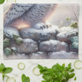 Snowy Owl in Moonlit Winter Garden Geschirrtuch (Gefaltet)