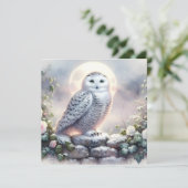 Snowy Owl in Moonlit Winter Garden Karte (Stehend Vorderseite)