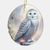 Snowy Owl in Moonlit Winter Garden Keramik Ornament (Links)
