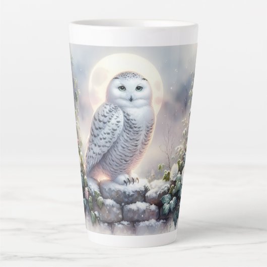 Snowy Owl in Moonlit Winter Garden Milchtasse (Vorderseite)