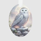 Snowy Owl in Moonlit Winter Garden Ornament (Rückseite)