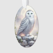 Snowy Owl in Moonlit Winter Garden Ornament (Vorderseite)