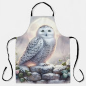 Snowy Owl in Moonlit Winter Garden Schürze (Vorderseite)