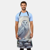 Snowy Owl in Moonlit Winter Garden Schürze (Getragen)