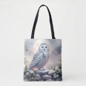 Snowy Owl in Moonlit Winter Garden Tasche (Vorderseite)