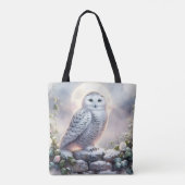 Snowy Owl in Moonlit Winter Garden Tasche (Rückseite)