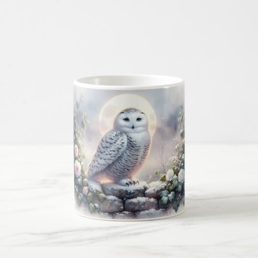 Snowy Owl in Moonlit Wintergarten Kaffeetasse (Mittel)