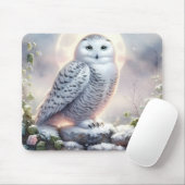 Snowy Owl in Moonlit Wintergarten Mousepad (Mit Mouse)