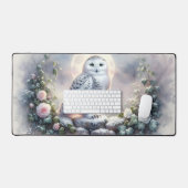 Snowy Owl in Moonlit Wintergarten Schreibtischunterlage (Tastatur & Maus)