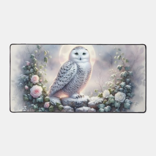 Snowy Owl in Moonlit Wintergarten Schreibtischunterlage (Vorderseite)