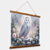 Snowy Owl in Moonlit Wintergarten Wandteppich Mit Holzrahmen (Gewinkelt)