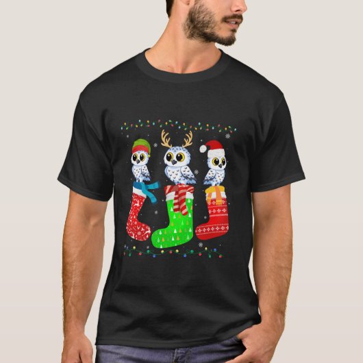 Snowy Owl in Xmas Socken Funny Holiday Ugly Sweate T-Shirt (Vorderseite)