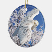 "Snowy Owl" Keramik Ornament (Links)