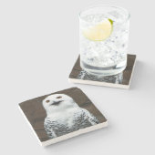 Snowy Owl Küstenercnm Steinuntersetzer (Seitenansicht)