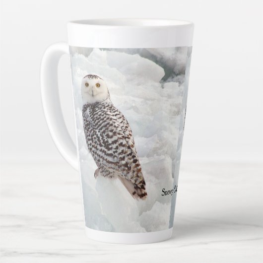 Snowy Owl Latte Tasse (Linke Ecke)