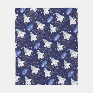 Snowy Owl mit Hat Happy Hoots Pattern Weihnachten Fleecedecke