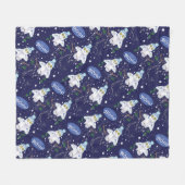 Snowy Owl mit Hat Happy Hoots Pattern Weihnachten Fleecedecke (Vorderseite (Horizontal))