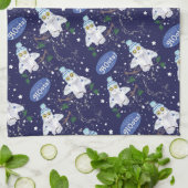 Snowy Owl mit Hat Happy Hoots Pattern Weihnachten Geschirrtuch (Gefaltet)