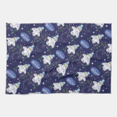 Snowy Owl mit Hat Happy Hoots Pattern Weihnachten Geschirrtuch (Horizontal)