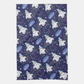 Snowy Owl mit Hat Happy Hoots Pattern Weihnachten Geschirrtuch (Vertikal)