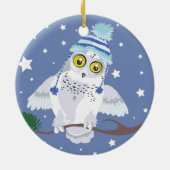 Snowy Owl mit Hat~ Winter Keramik Ornament (Hinten)