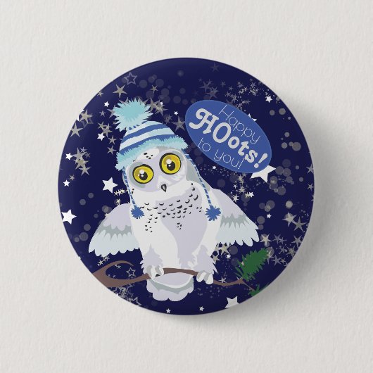 Snowy Owl mit Hut Button (Vorderseite)