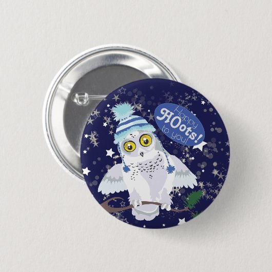 Snowy Owl mit Hut Button (Vorne & Hinten)