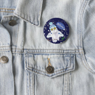Snowy Owl mit Hut Button