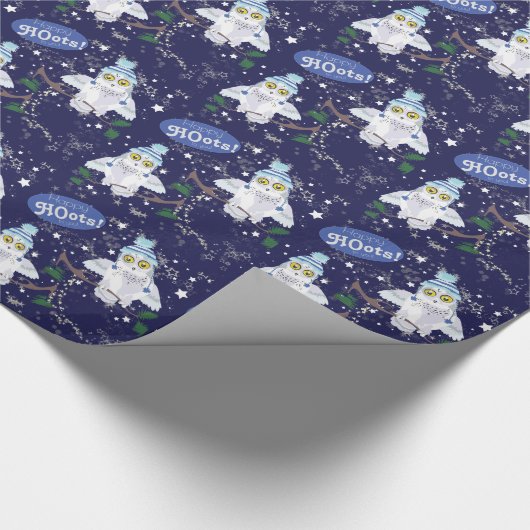 Snowy Owl mit Hut Weihnachtspapier Geschenkpapier (Ecke)
