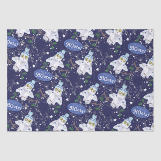 Snowy Owl mit Hut Weihnachtspapier Seidenpapier (Vorderseite)