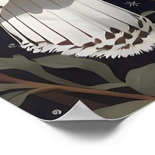 Snowy Owl Moonlight Moonblumen Poster (Ecke)