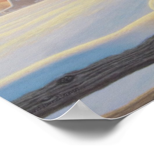 Snowy Owl on a Fence Poster (Ecke)