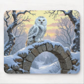 Snowy Owl On a Stone Arch Mousepad (Vorne)