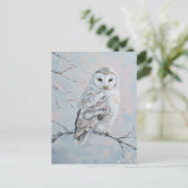Snowy Owl on Winter Branch – Nature Art Postkarte (Stehend Vorderseite)