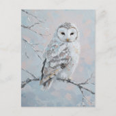 Snowy Owl on Winter Branch – Nature Art Postkarte (Vorderseite)