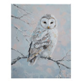 Snowy Owl on Winter Branch – Tranquil Nature Art Poster (Vorderseite)