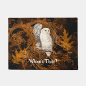 Snowy Owl, Orange Damask Halloween Fußmatte (Vorderseite)